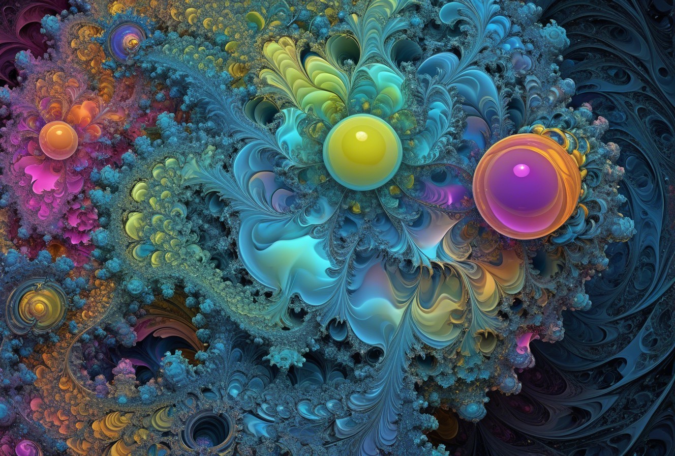 High-Resolution Colorful Fractal Image with Orbs