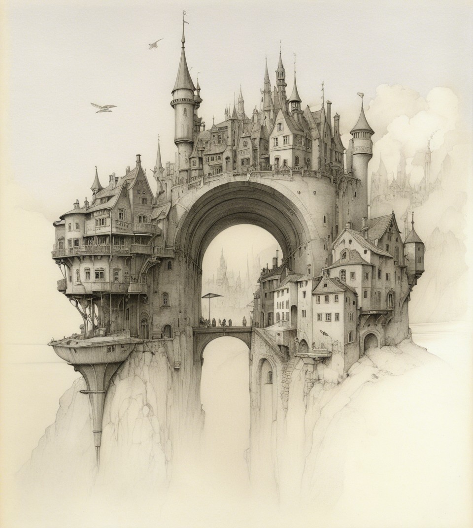 Intricately Designed Fantasy Castle on Rocky Outcrop