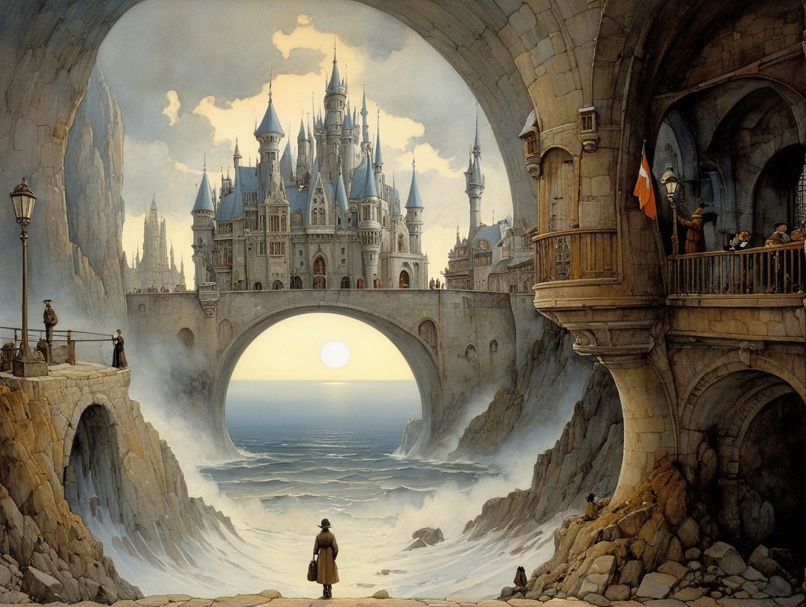 Majestic castle atop cliff with serene sea view