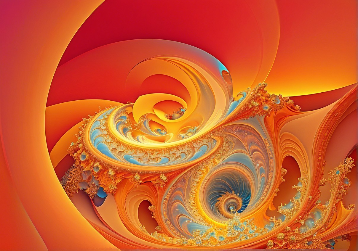 Vibrant Abstract Fractal Design in Warm and Cool Hues