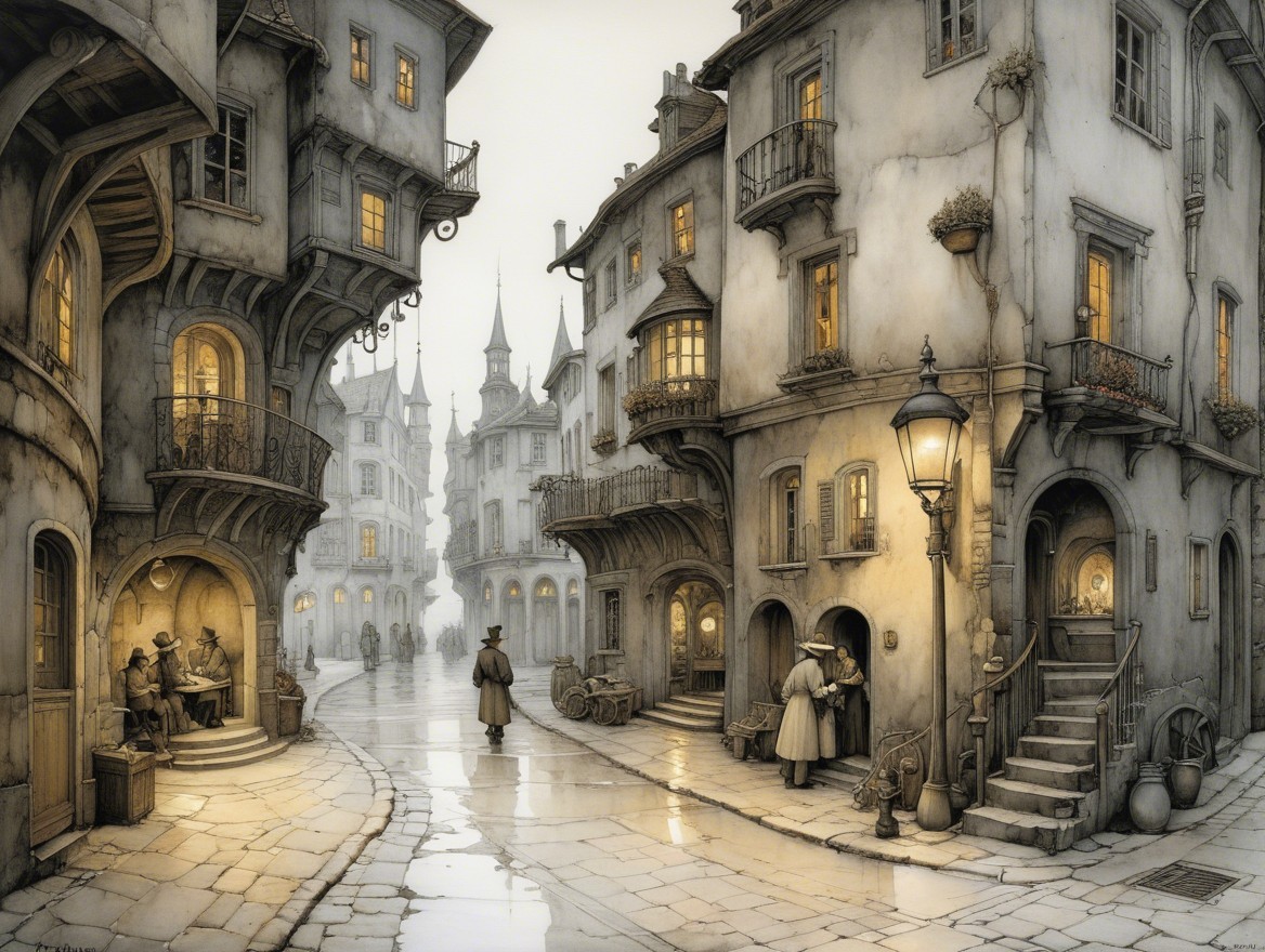 Charming Cobblestone Street in Picturesque Old Town