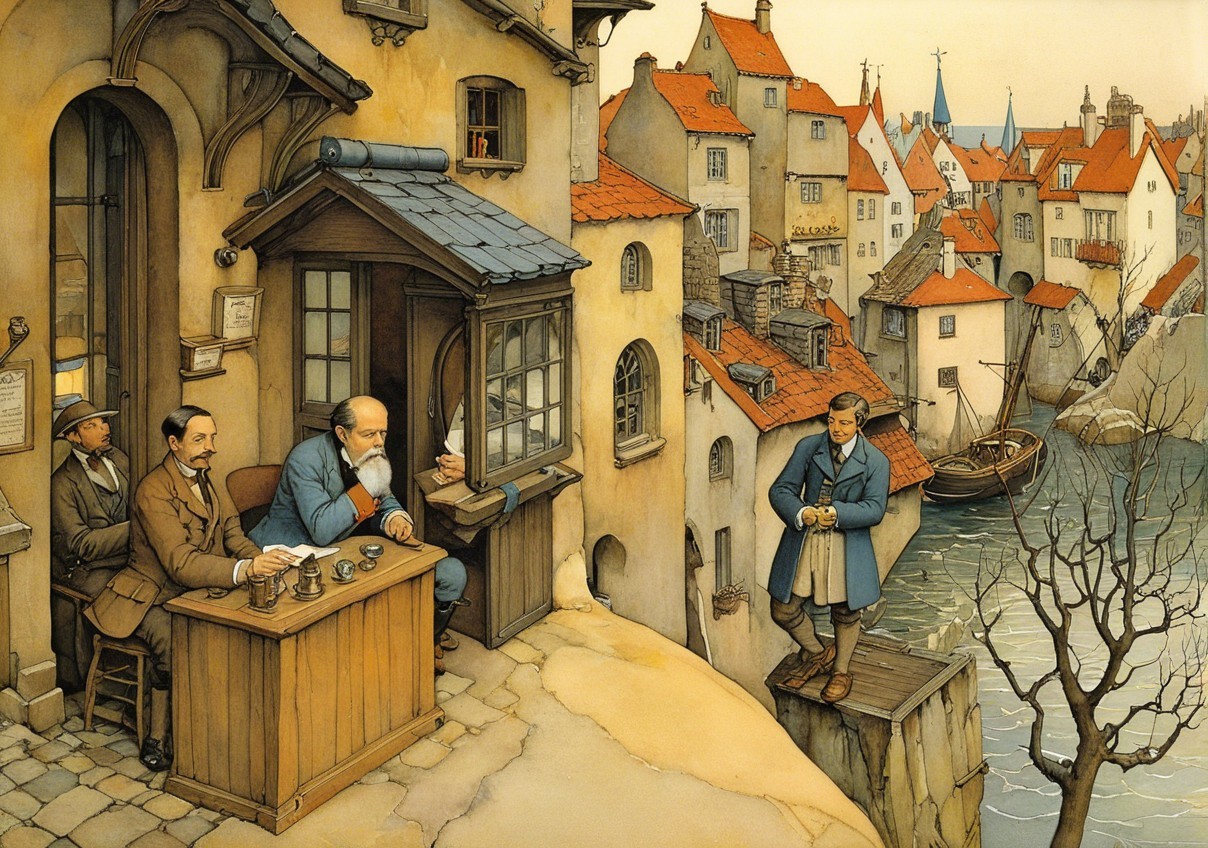 Riverside Village with Charming Houses and Contemplation