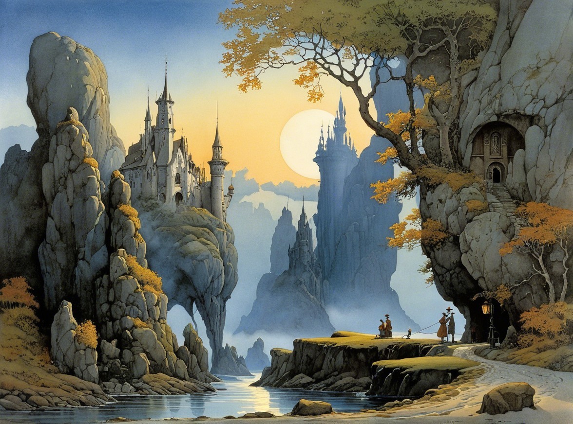 Fantastical Landscape with Castles and Serene River
