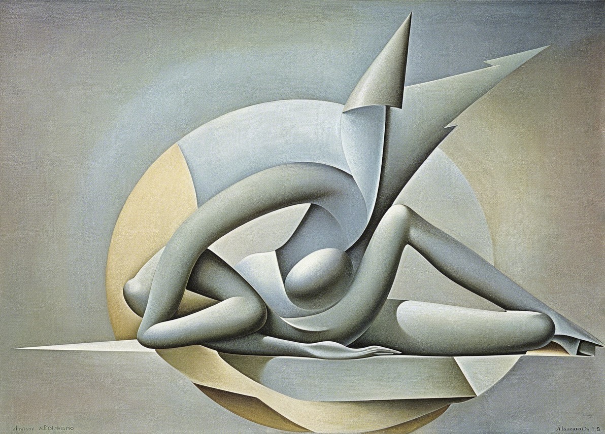 Intertwined Figures in Abstract Art with Muted Colors