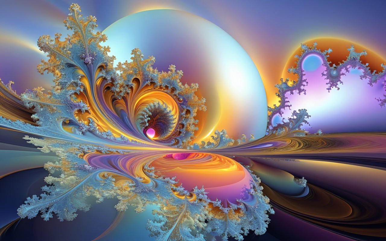 Fractal Design with Swirling Patterns and Vibrant Colors