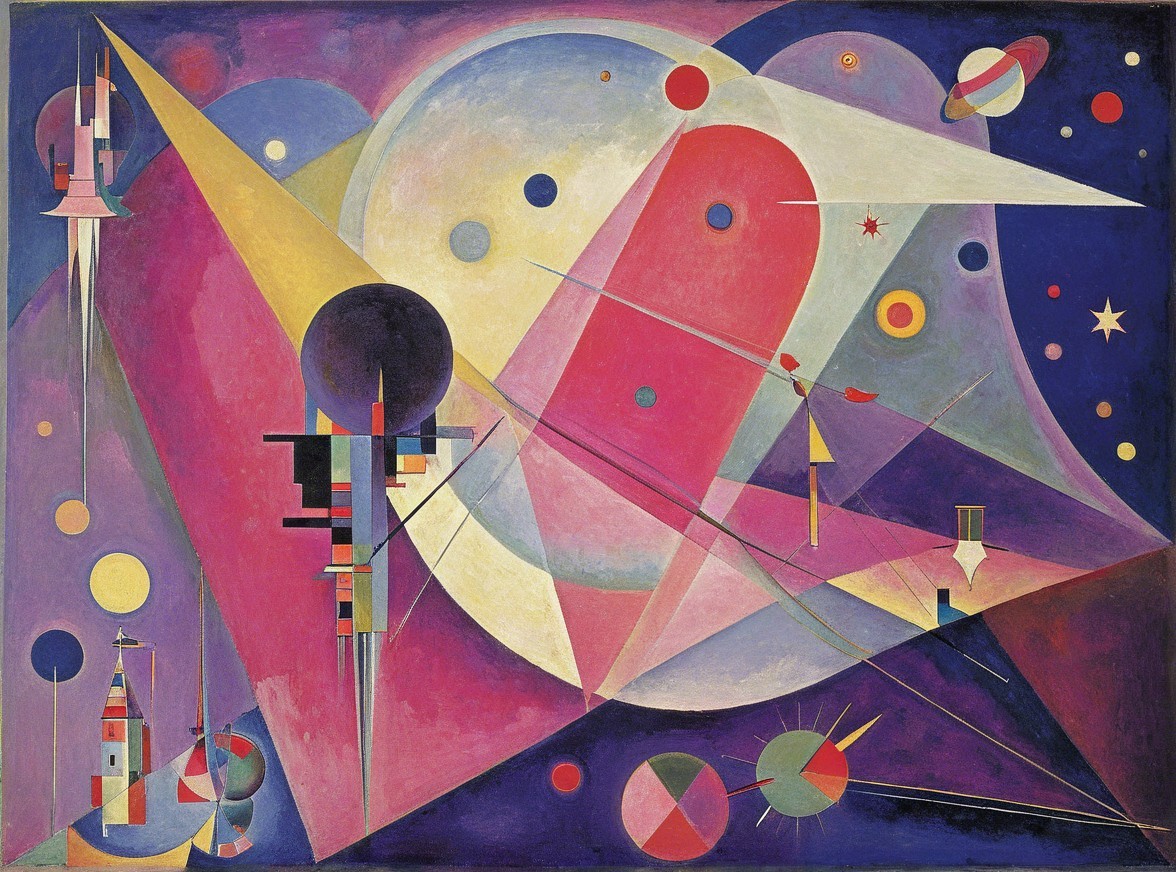 Vibrant Abstract Composition with Cosmic Elements