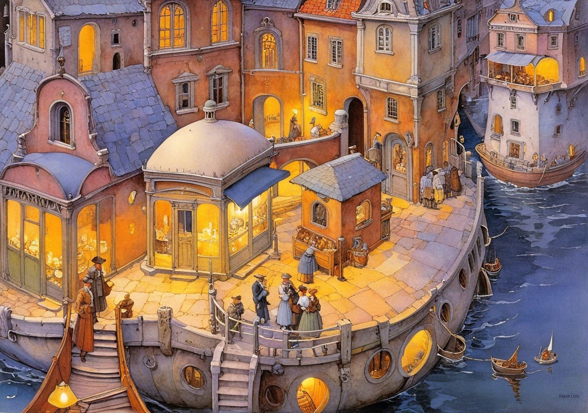 Charming Cityscape with Colorful Buildings and Canal