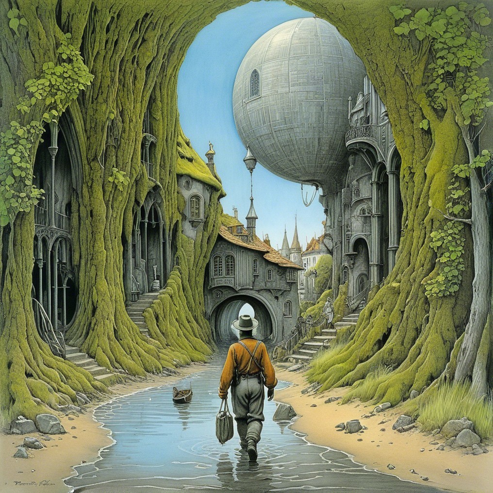 Whimsical Scene in a Vibrant Fantastical World