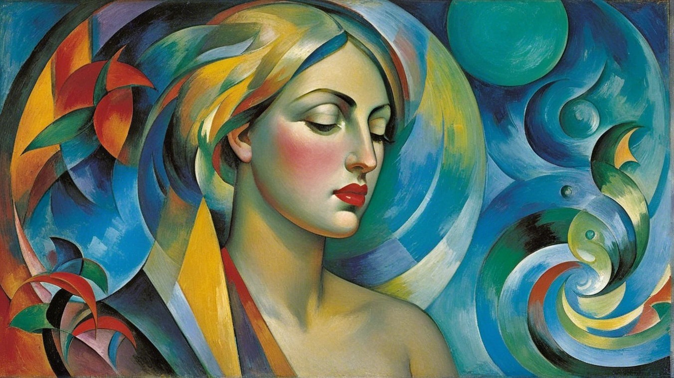 Stylized Portrait of a Woman with Abstract Colors