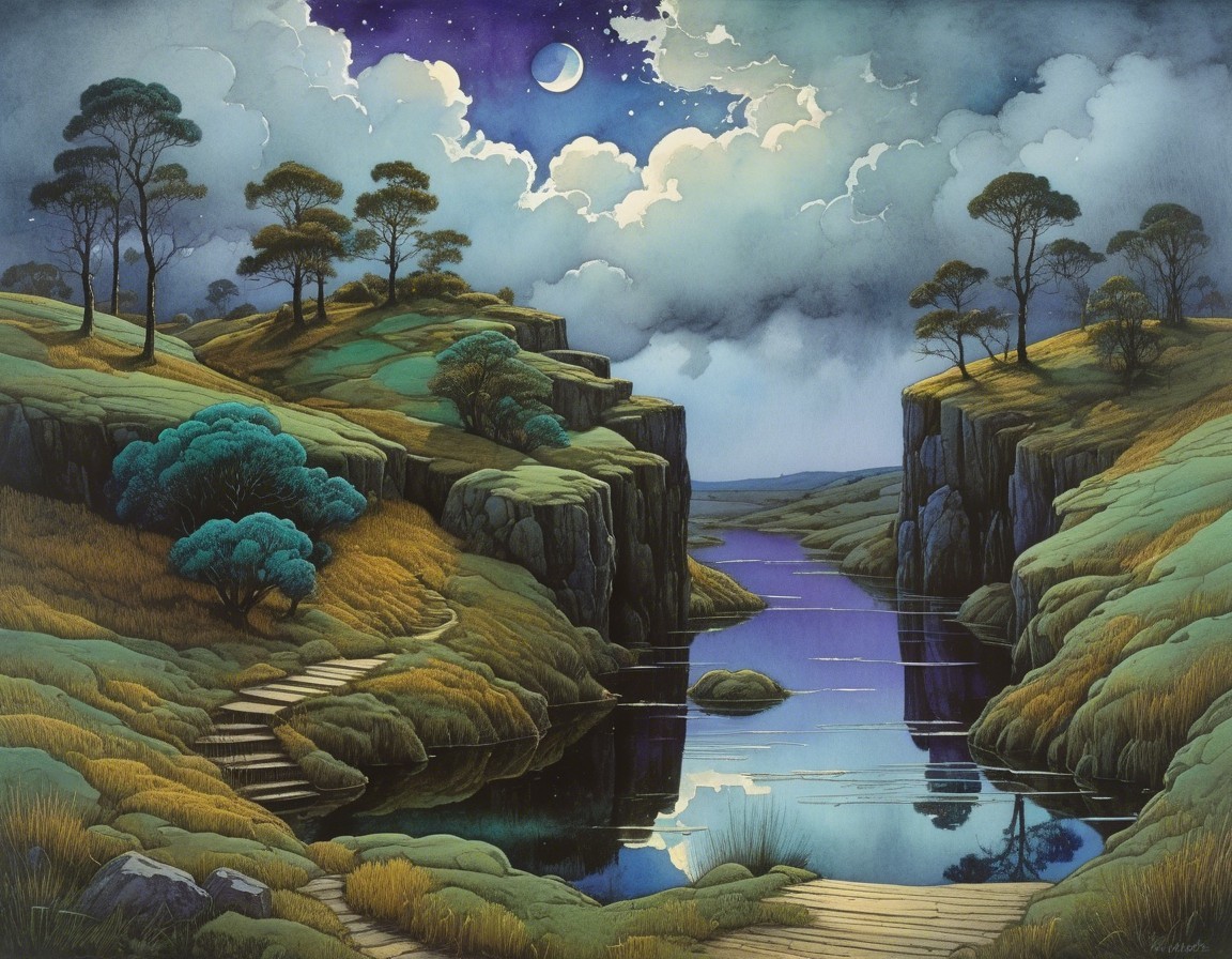 Serene Landscape with Winding Path and Tranquil River