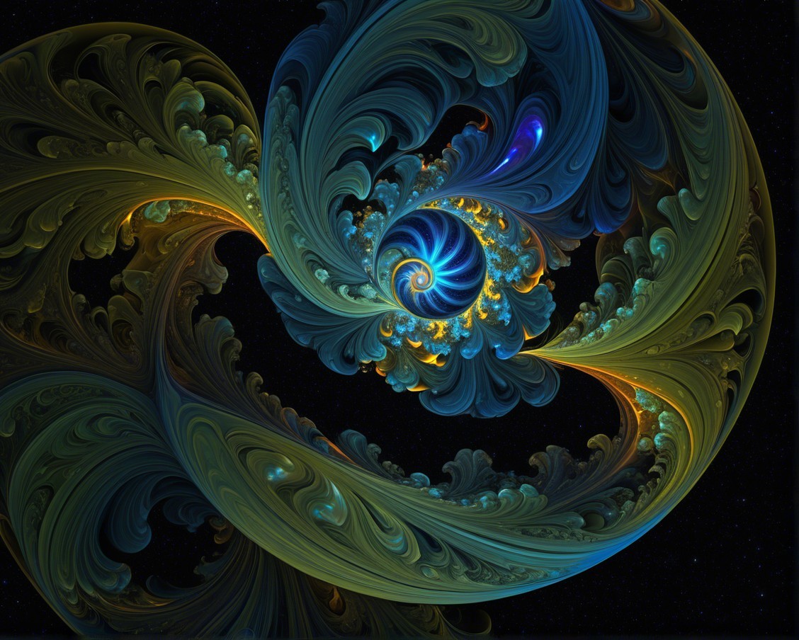 Intricate Fractal Pattern with Colorful Swirls and Depth