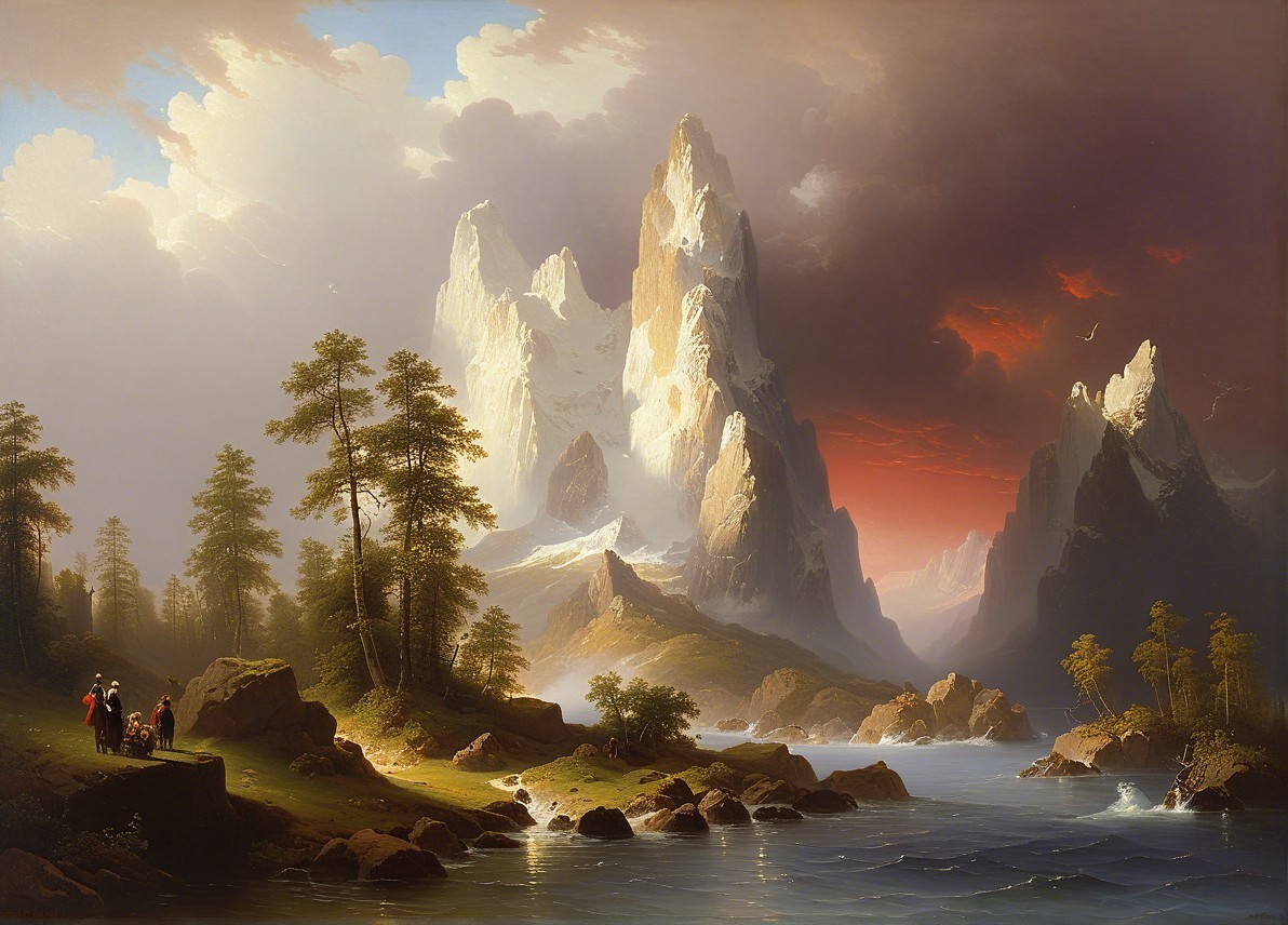 Majestic Snow-Capped Mountains and Serene River Landscape