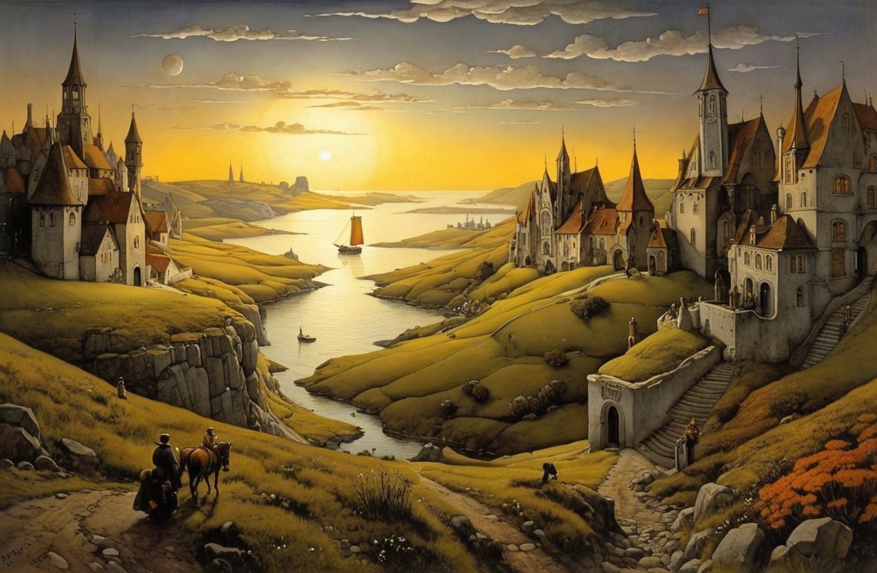 Winding River Landscape with Castles and Villages