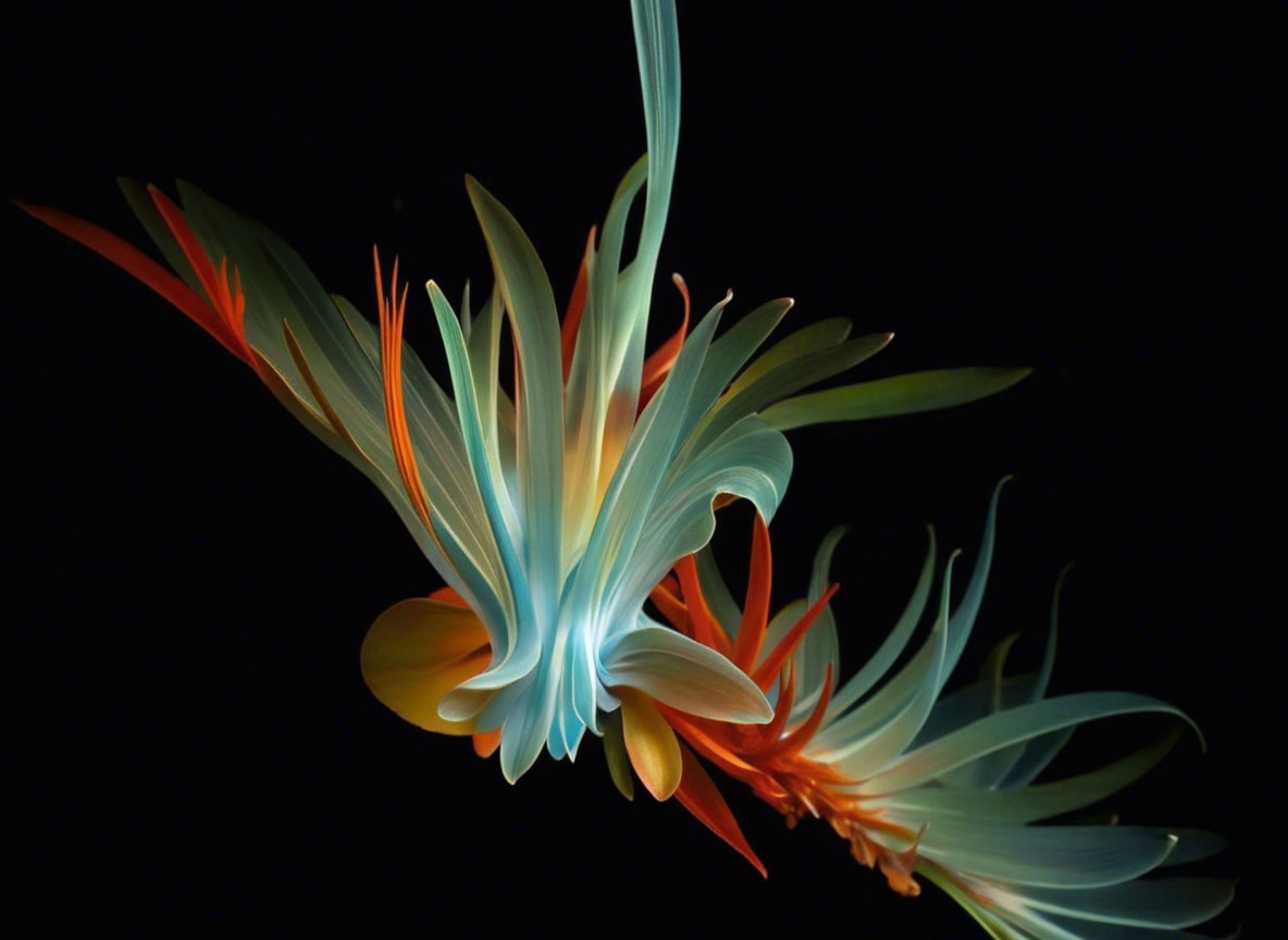 Abstract Composition of Flowing Shapes in Vibrant Colors