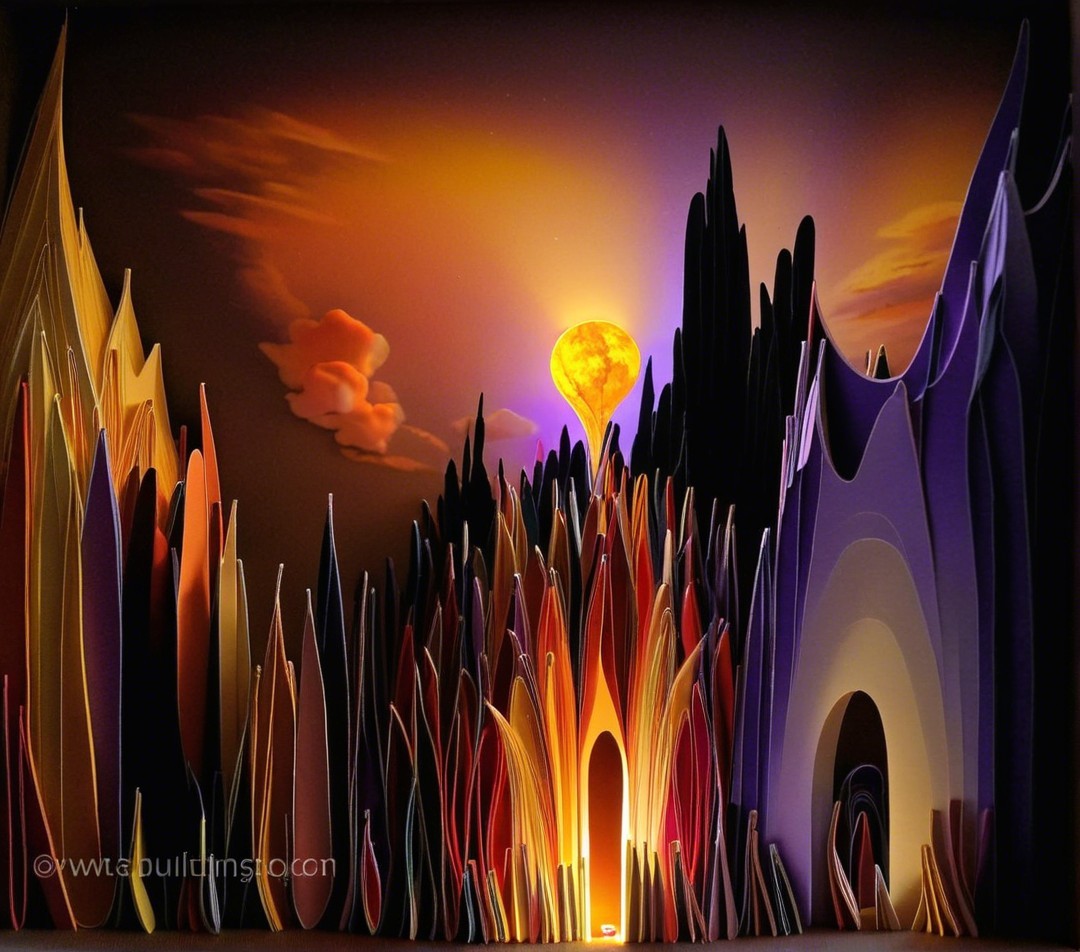 Layered Paper Art Landscape with Vivid Colors