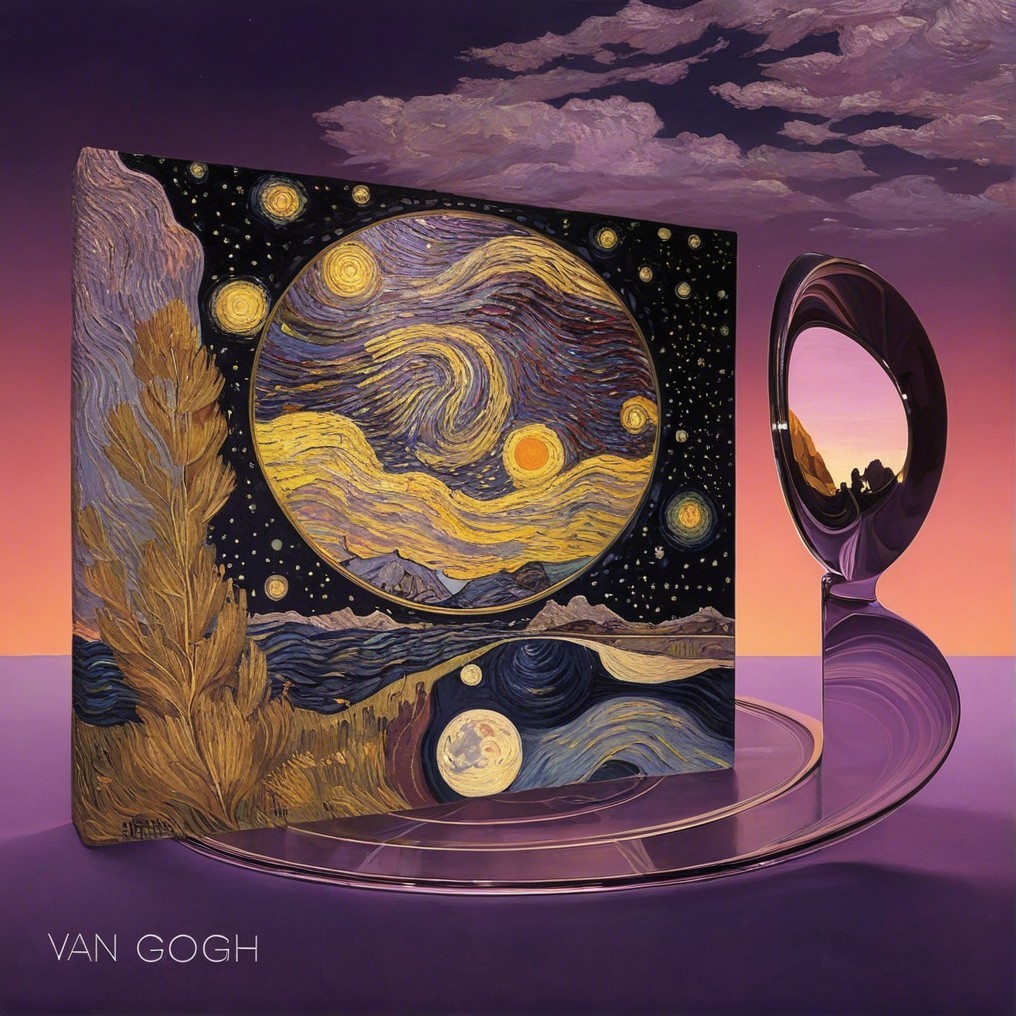 Surreal Interpretation of Starry Night in Modern Frame