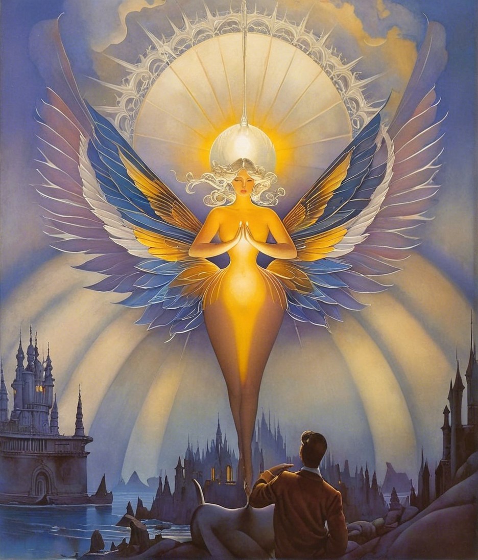 Majestic Angel in a Dreamy Landscape