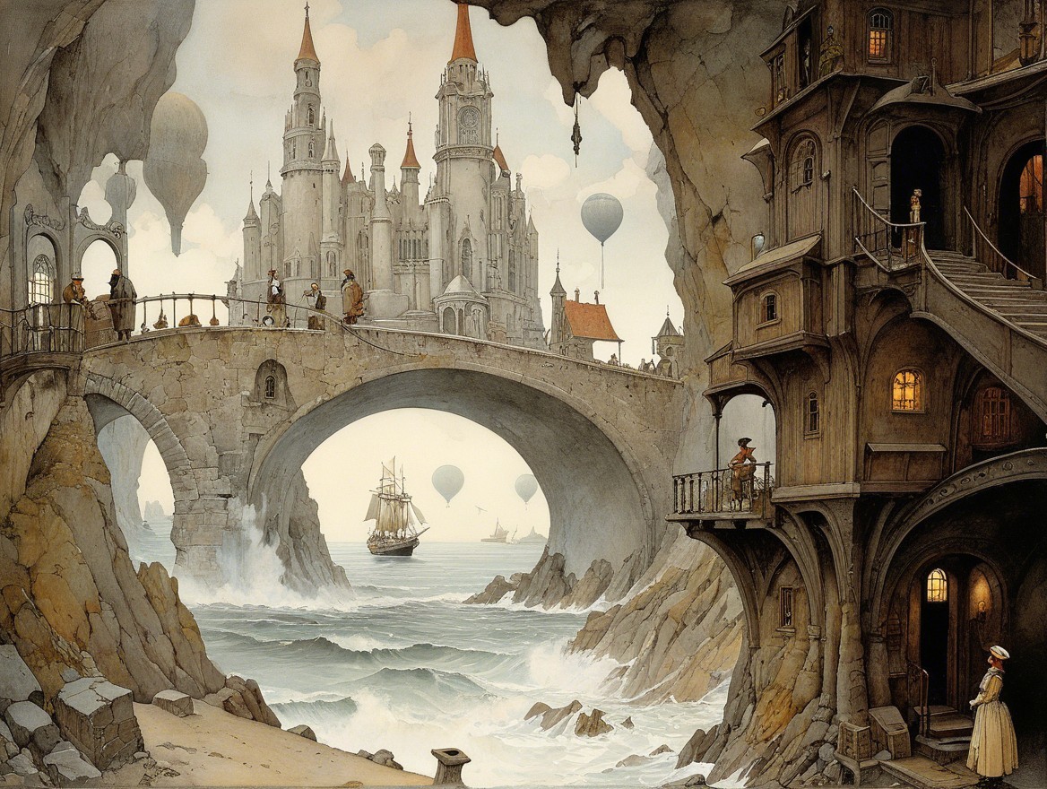 Majestic Castle and Dreamlike Landscape Features