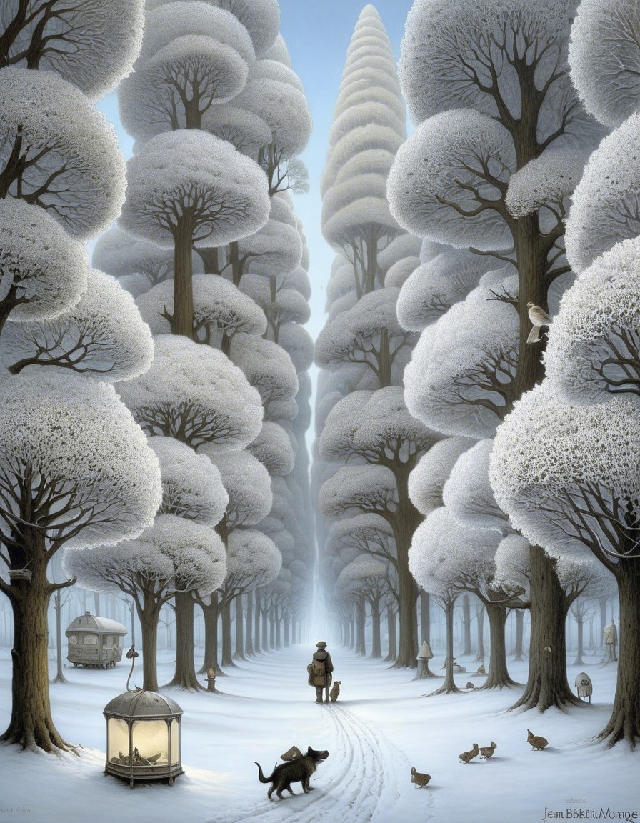 Serene winter scene with snow-covered trees and path