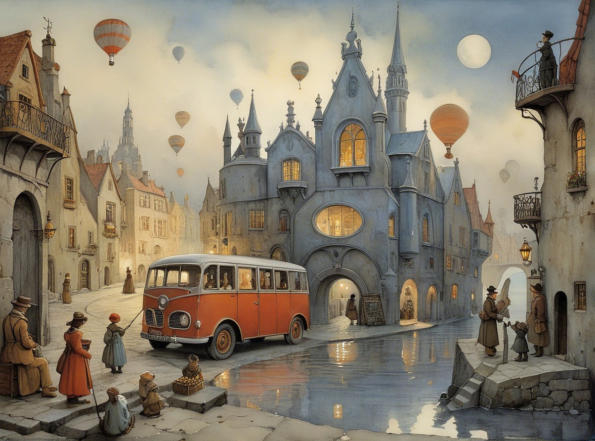Charming Vintage Town with Cobblestone Streets and Canal