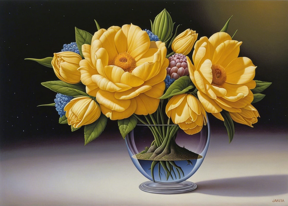 Vibrant Yellow Flower Bouquet in Clear Glass Vase