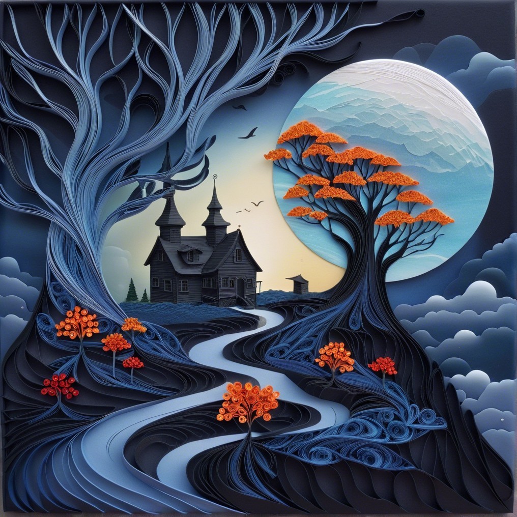 Whimsical Paper Quilling of a Tranquil Landscape