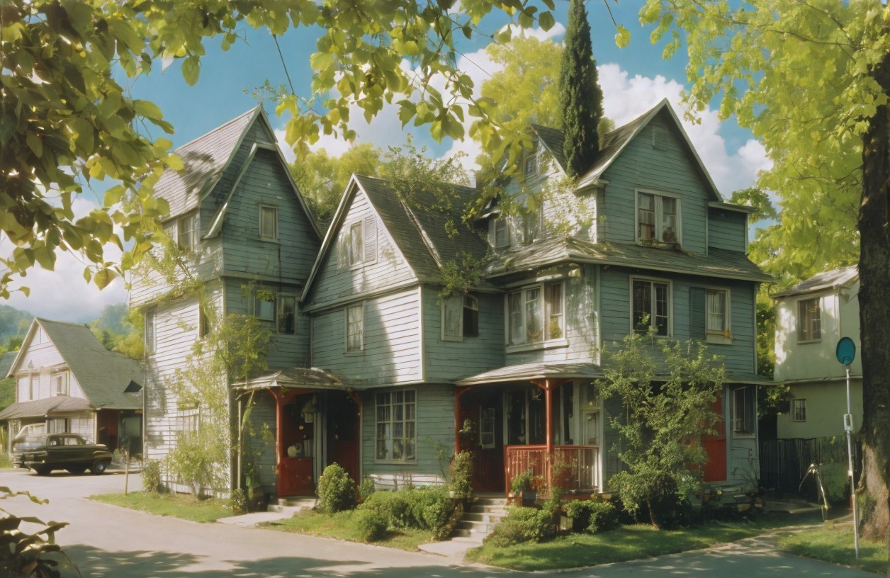 Charming Multi-Story House with Unique Roofline