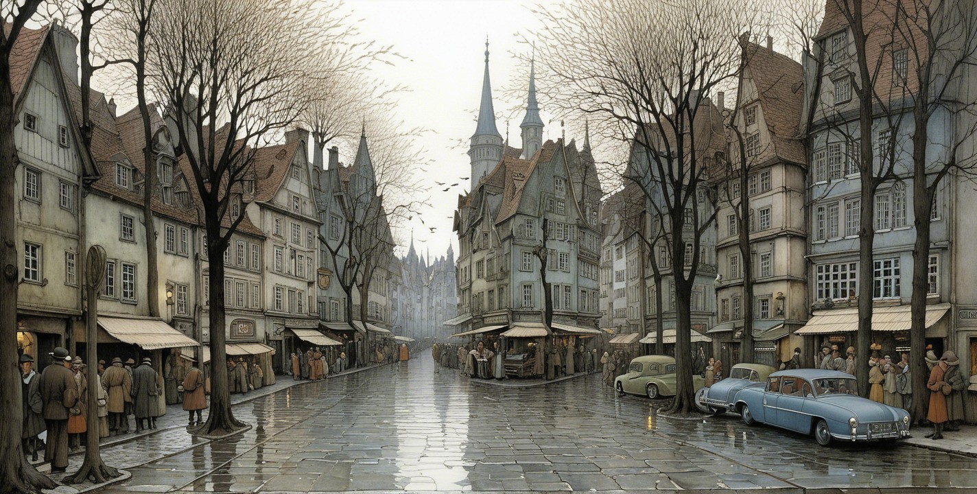 Historical Street Scene with Vintage Architecture