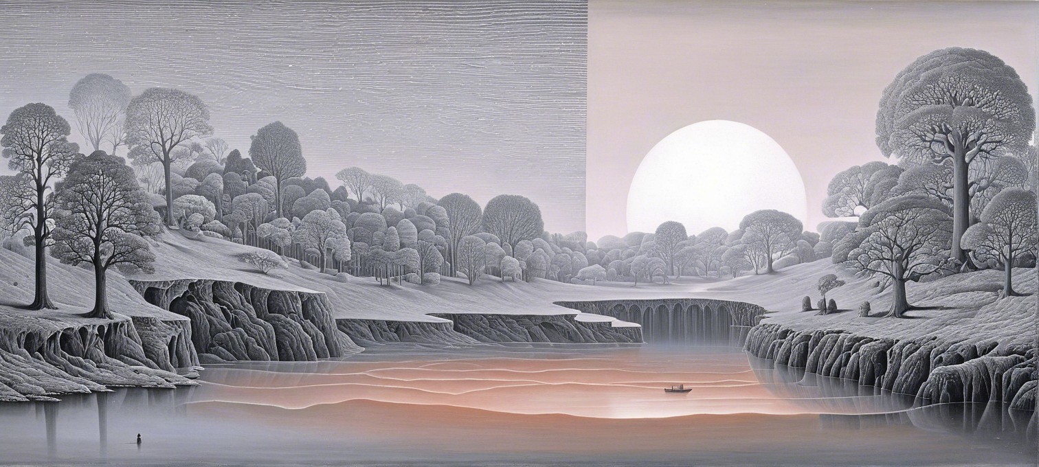 Serene Landscape with Light and Shadow Elements