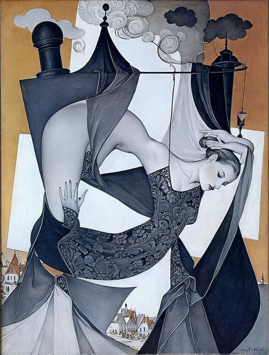 Stylized Female Figure in Geometric and Abstract Setting