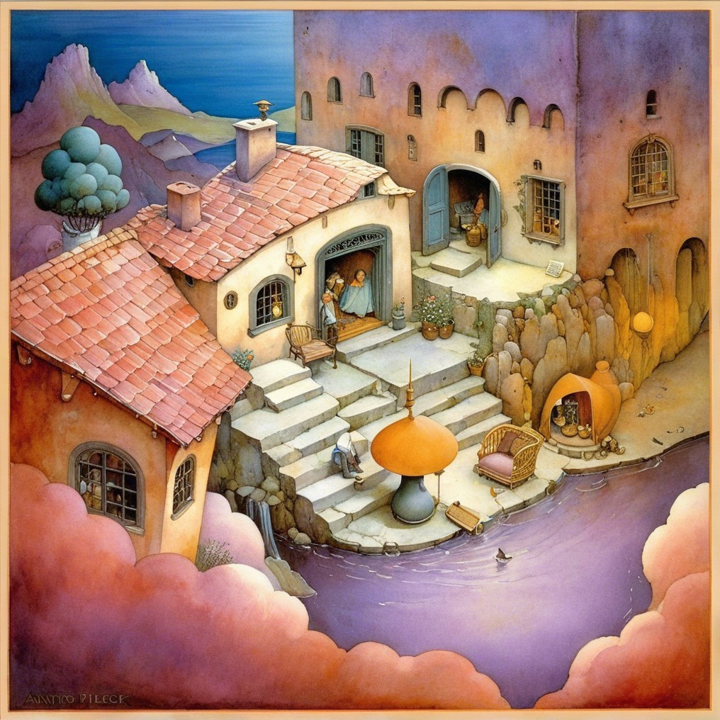 Charming Colorful Buildings by a Serene Waterway