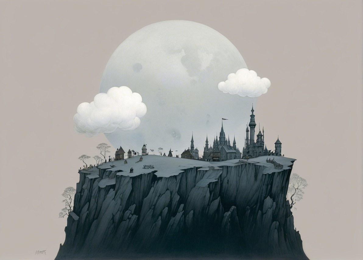 Dramatic Landscape with Castle and Luminous Moon