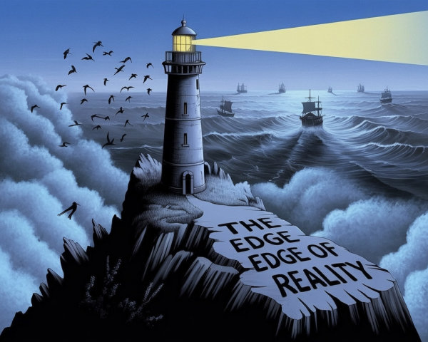 Dramatic Seascape with Lighthouse and Tumultuous Waves