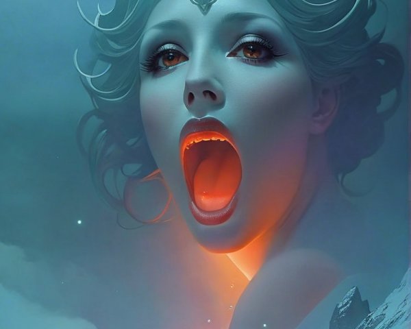 Surreal Landscape with Ethereal Woman and Castle