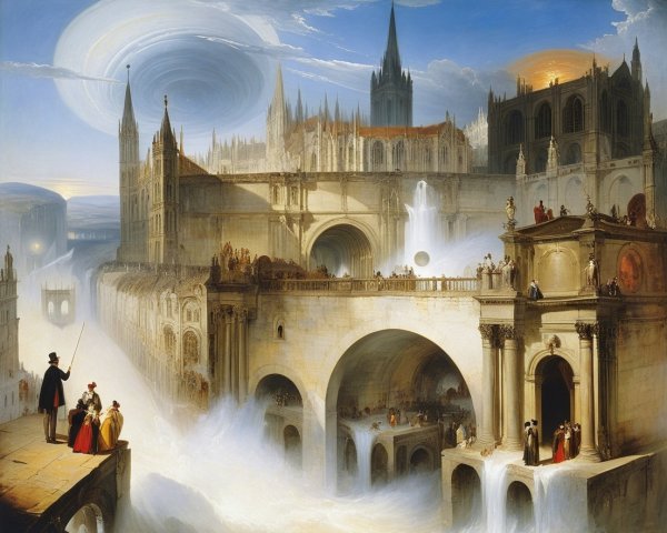 Ethereal Gothic Cityscape with Towering Structures