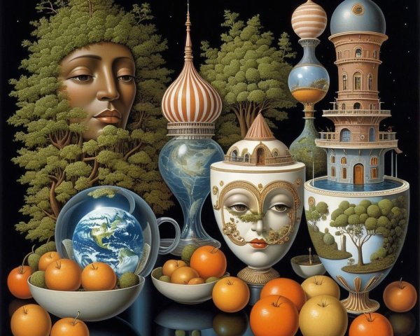Surreal Still Life of Nature and Architectural Elements