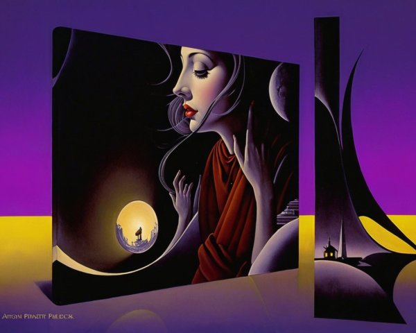 Surreal Portrait of a Woman with Abstract Elements