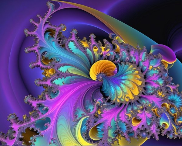 Vibrant Fractal Patterns in Bright Colors and Depth