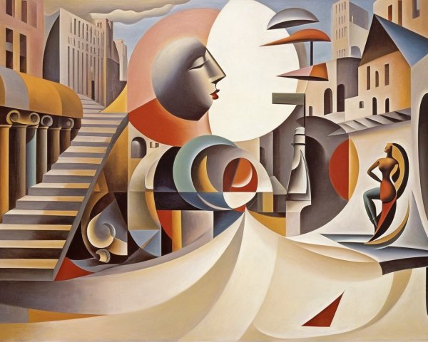 Geometric and Abstract Urban Landscape Artwork Description