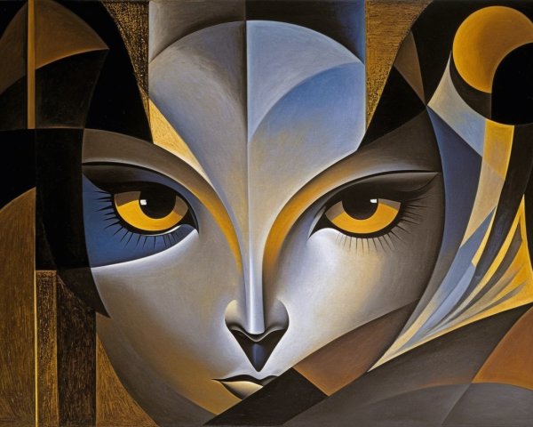 Abstract Face Representation in Gray, Gold, and Brown