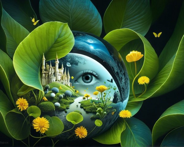 Surreal Composition of Nature and Fantasy Elements