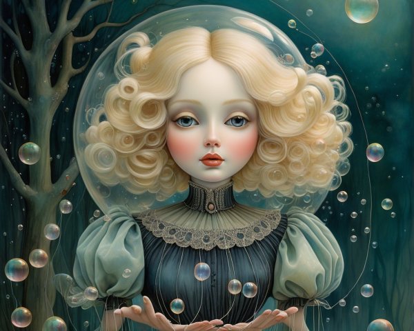 Whimsical Ethereal Girl in Mystical Underwater Scene