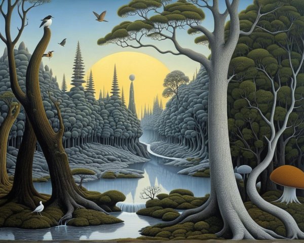 Serene landscape with winding river and lush greenery