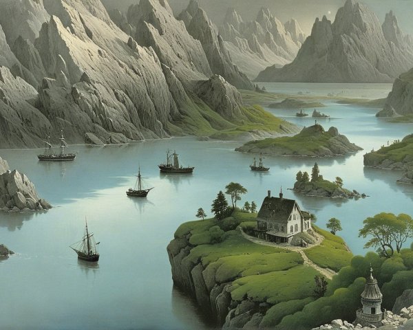Serene Landscape with Mountains and Calm Lake