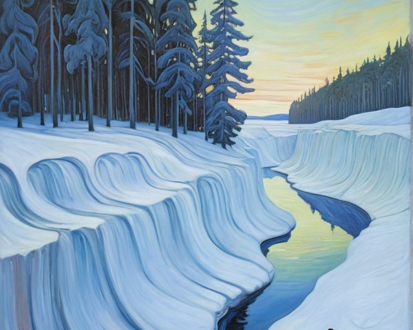 Serene Winter Landscape with Snow-Covered Pines