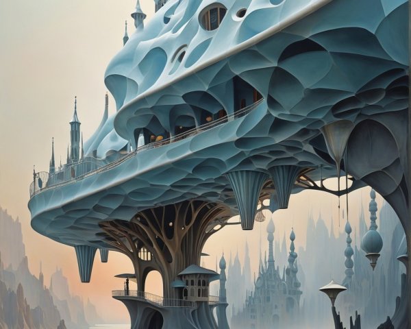 Surreal Futuristic Landscape with Organic Structure