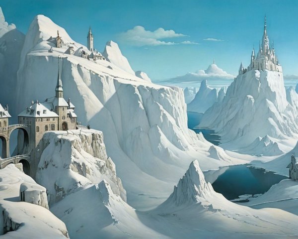 Majestic Winter Landscape with Ice-Covered Mountains