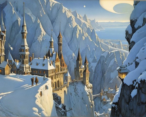 Majestic Castle in a Snowy Winter Landscape