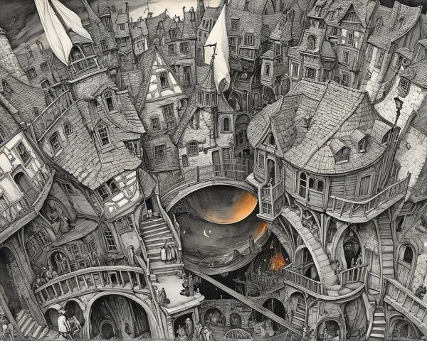Intricate Townscape with Whimsical Architecture