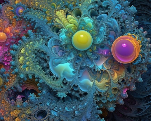 High-Resolution Colorful Fractal Image with Orbs